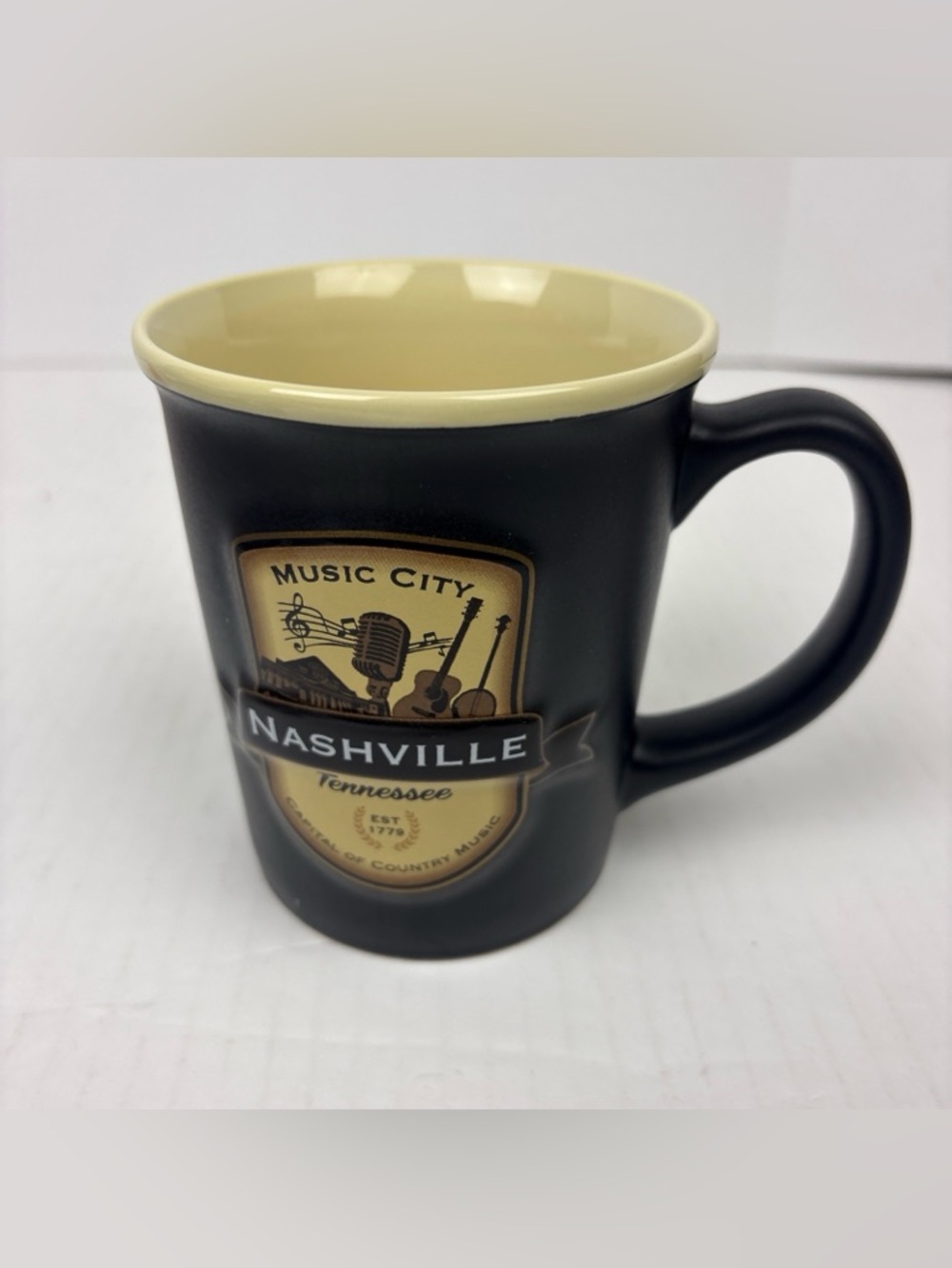 Nashville Tennessee Coffee Mug Cup Black Tan Americaware Music City Souvenir